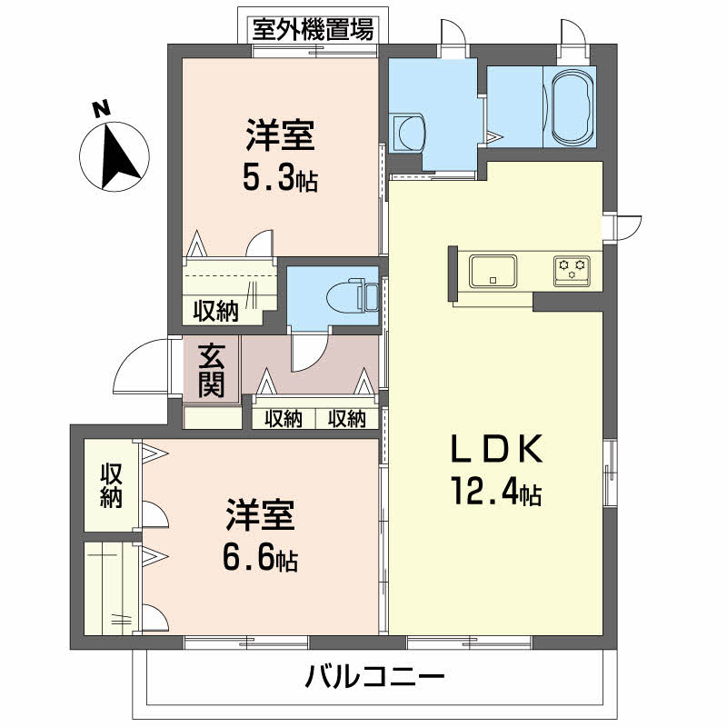 高知市塩屋崎町のアパートの間取り