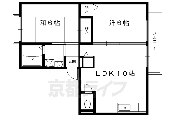 京都市北区西賀茂山ノ森町のアパートの間取り