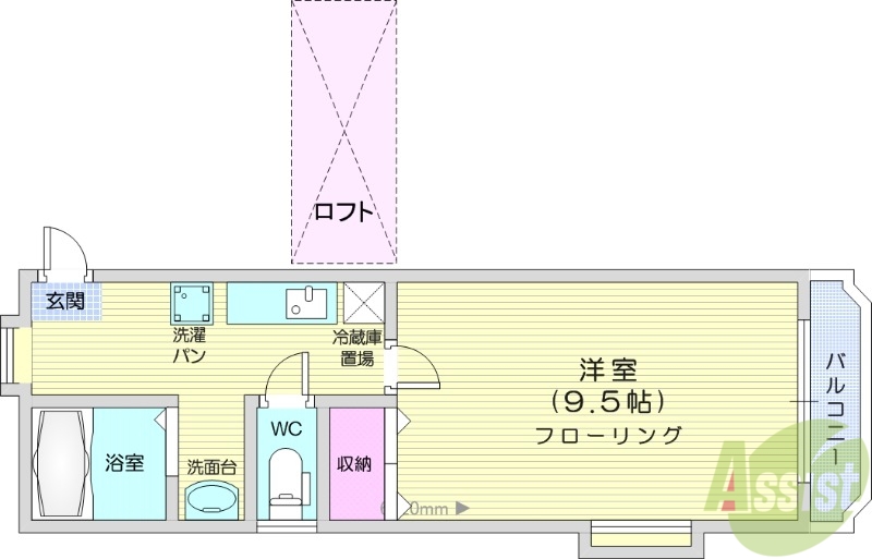 宮城県仙台市若林区遠見塚１（マンション）の賃貸物件の間取り