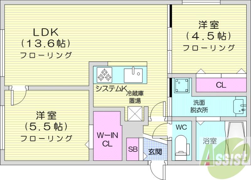 地下鉄東豊線 豊平公園駅 徒歩2分 4階建 築2年の間取り写真
