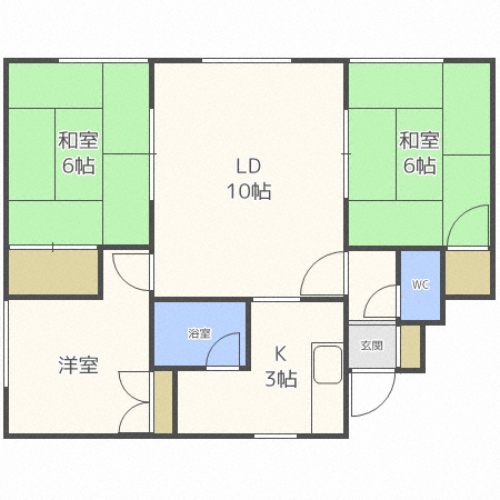 札幌市手稲区稲穂二条のアパートの間取り