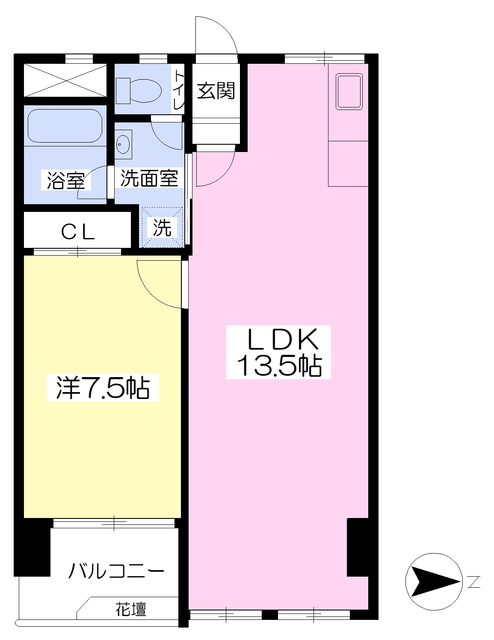 松山市山越のマンションの間取り