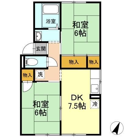 岡山市中区山崎のアパートの間取り