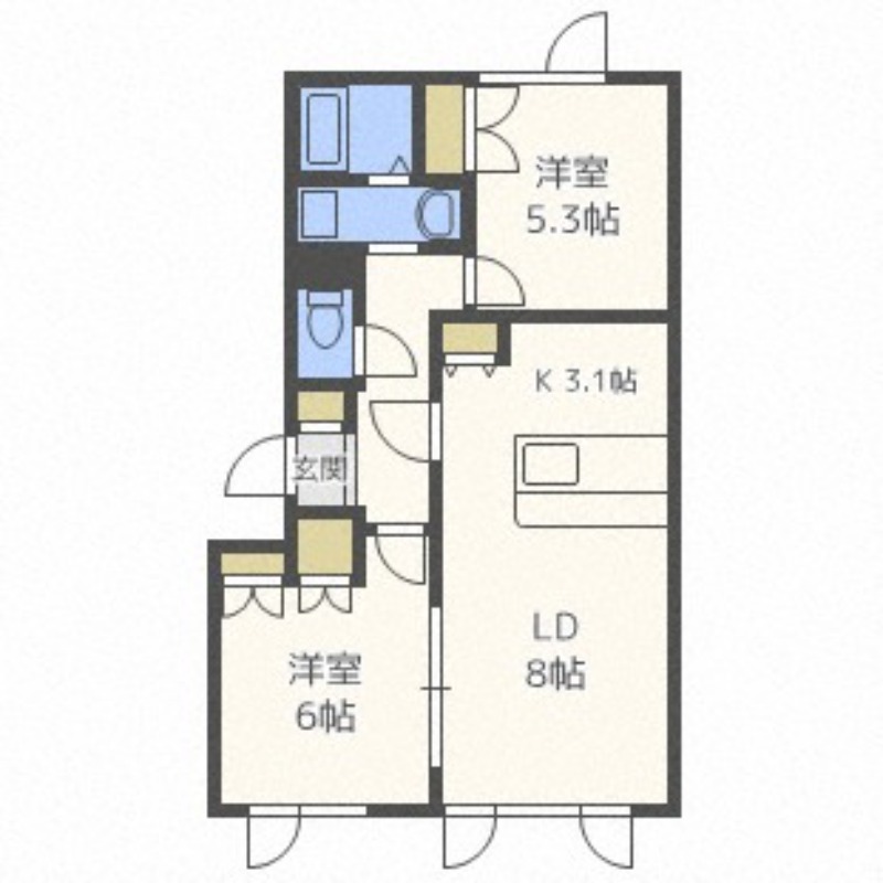 札幌市南区澄川六条のアパートの間取り