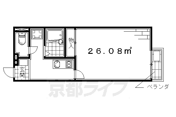 京都市伏見区深草出羽屋敷町のアパートの間取り