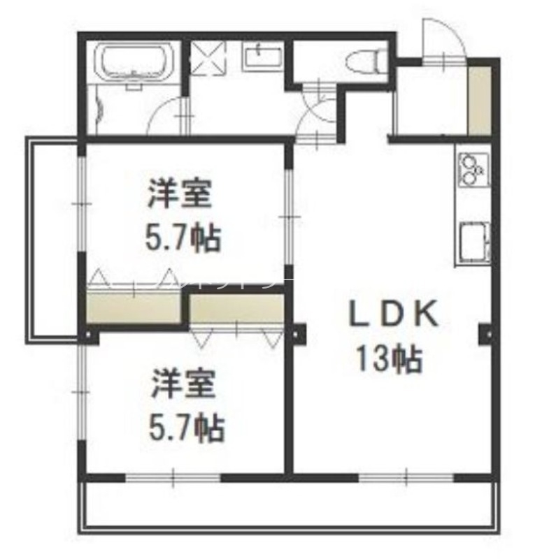 玉野市田井のマンションの間取り