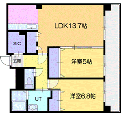 千歳市幸町のマンションの間取り