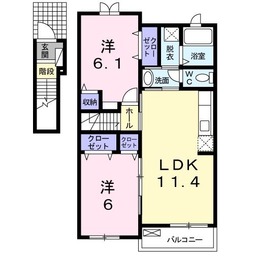 松阪市甚目町のアパートの間取り