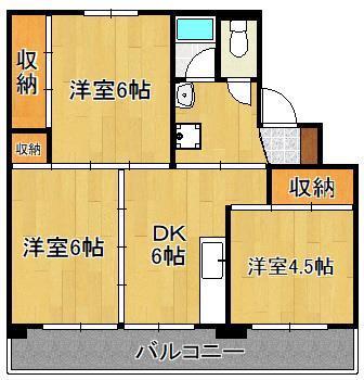 ビレッジハウス直方東　２号棟の間取り