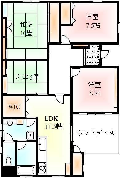 木田郡三木町大字井戸のマンションの間取り