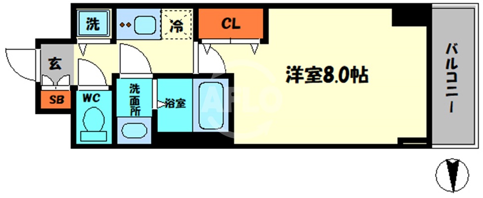 大阪市中央区島町のマンションの間取り