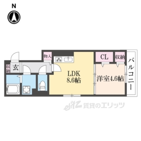 【城陽市富野のアパートの間取り】