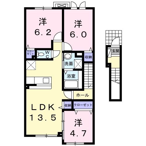 函館市桔梗町のアパートの間取り