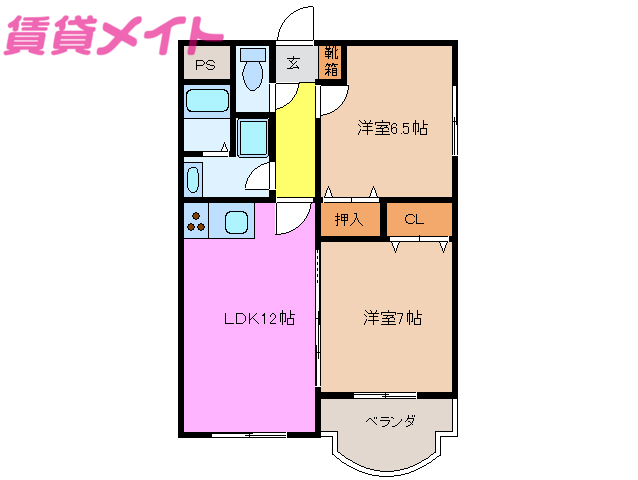 松阪市久保町のマンションの間取り