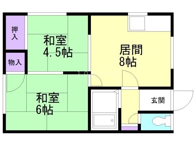 札幌市北区新琴似五条のアパートの間取り