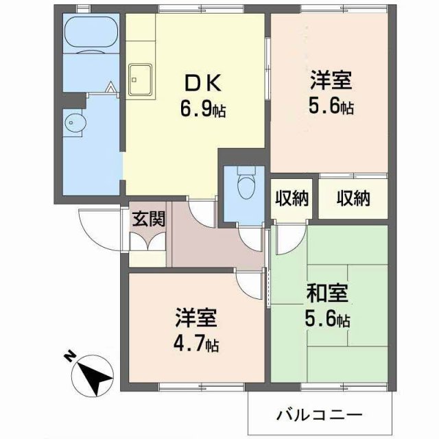 西脇市野村町のアパートの間取り