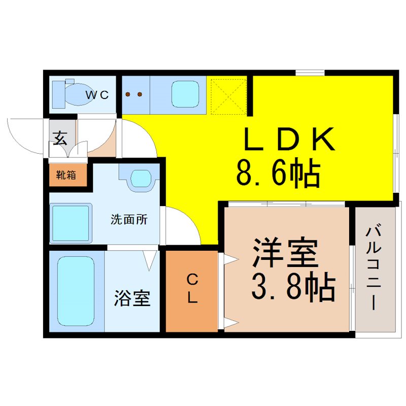 名古屋市緑区曽根のアパートの間取り