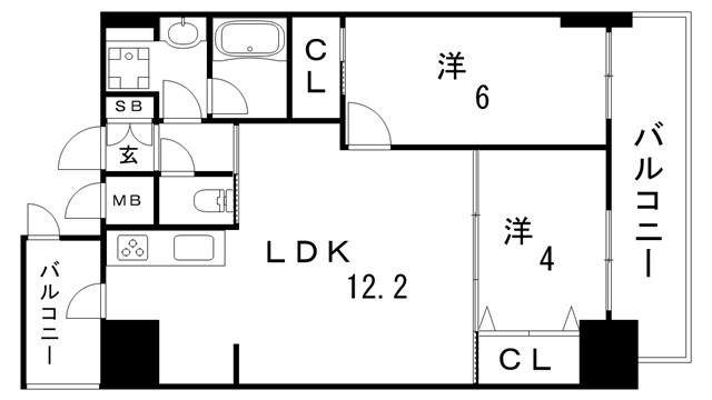 グルーブ新神戸Ariaの間取り