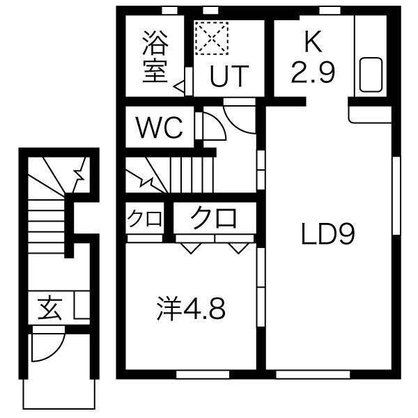 東根市神町北のアパートの間取り