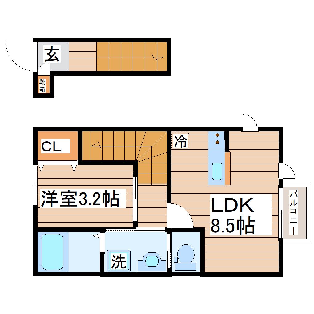 FORIA新宮沢橋Aガス割の間取り写真