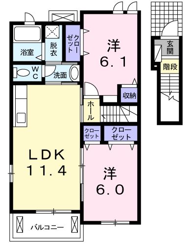 福山市加茂町大字下加茂のアパートの間取り