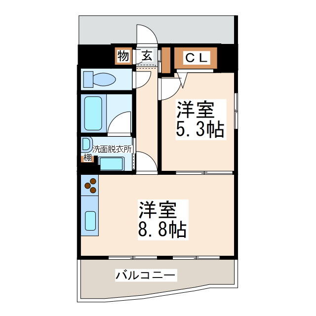 熊本県熊本市中央区水前寺１（マンション）の賃貸物件の間取り