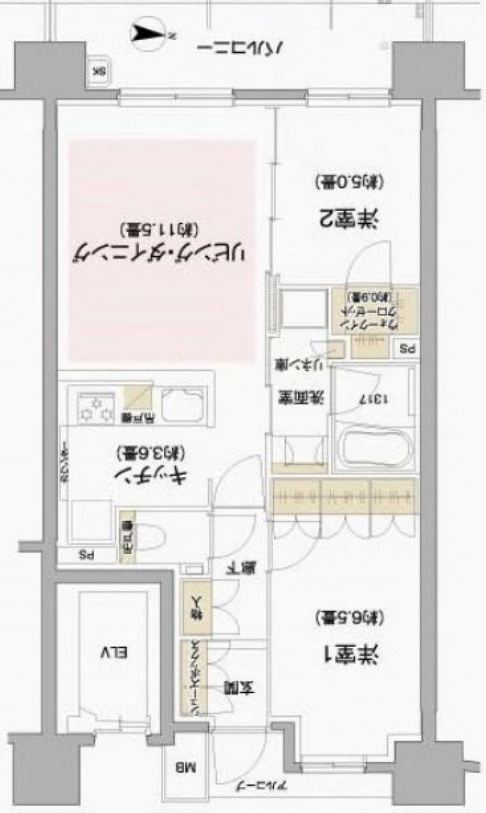 広島市南区翠のマンションの間取り