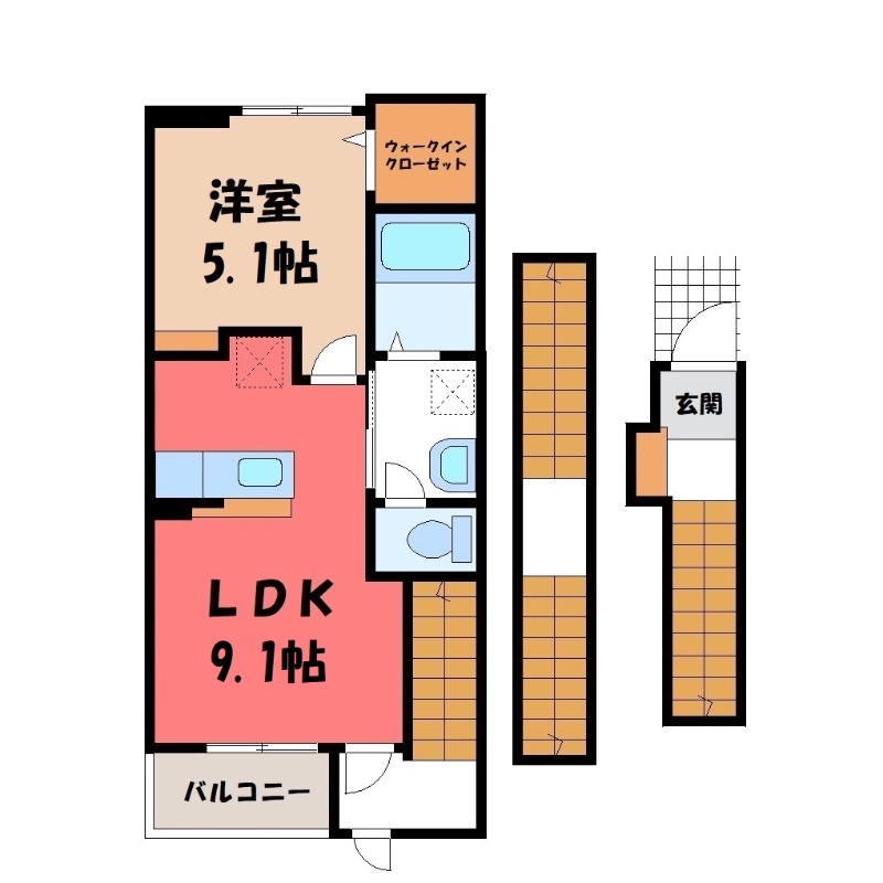 小山市西城南のアパートの間取り