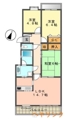 名古屋市名東区上菅のマンションの間取り