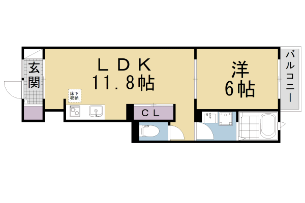 京都市中京区西ノ京藤ノ木町のアパートの間取り