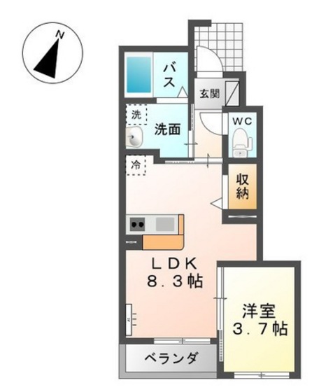 廿日市市大野のアパートの間取り