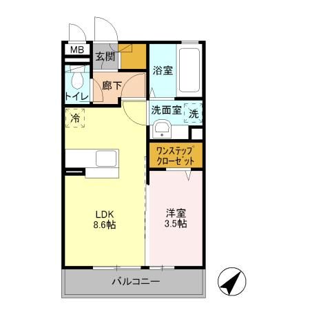 那珂郡東海村舟石川駅東のアパートの間取り