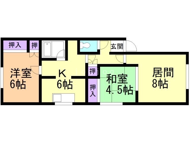 函館市青柳町のアパートの間取り