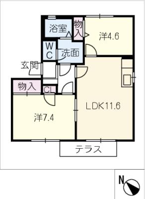 シャトル新田　Ｂ棟の間取り