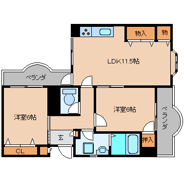 葛城市北花内のマンションの間取り