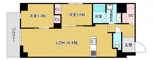 東大阪市足代北のマンションの間取り