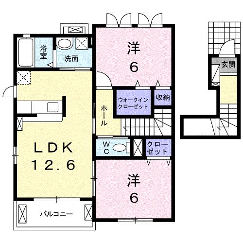 東かがわ市中筋のアパートの間取り