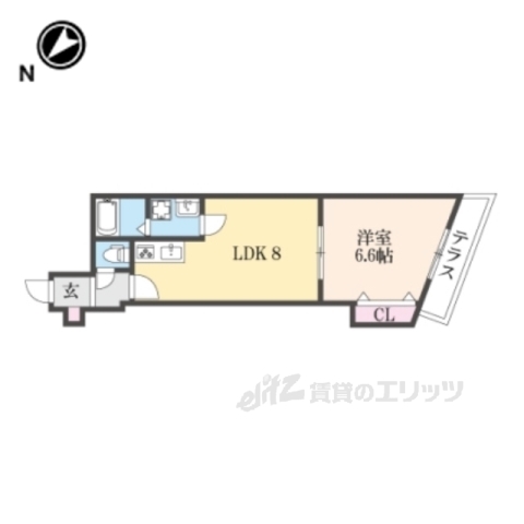 京都市右京区太秦森ケ前町のアパートの間取り