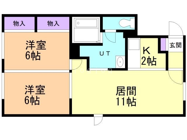 札幌市東区北二十二条東のアパートの間取り