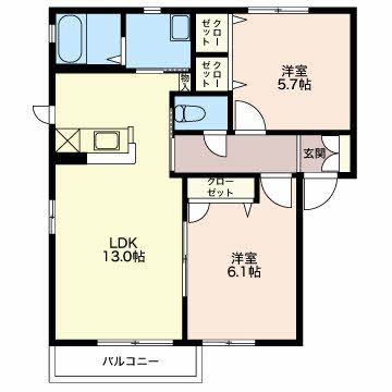 長岡市曲新町のアパートの間取り