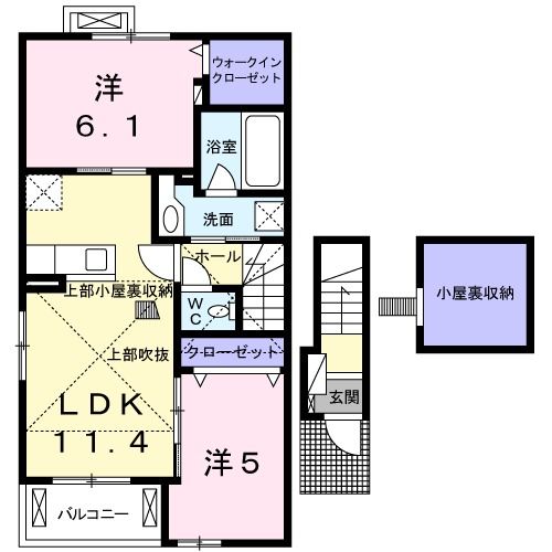 【柳川市袋町のアパートの間取り】