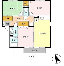 【姫路市広畑区蒲田のアパートの間取り】