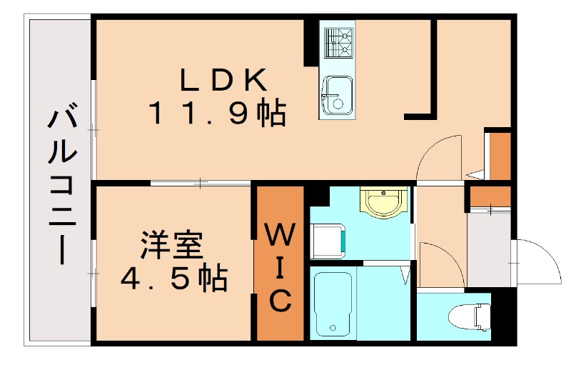 那珂川市片縄北のアパートの間取り