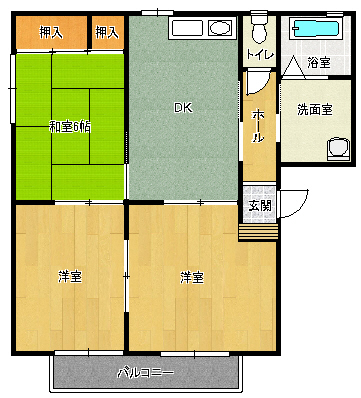 北九州市若松区鴨生田のアパートの間取り