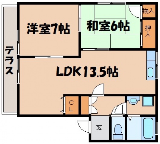 広島市安芸区矢野東のアパートの間取り