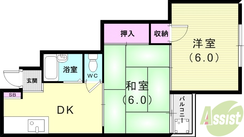 伊丹市南野北のマンションの間取り