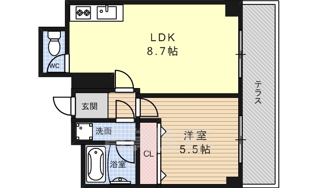 京都市下京区西新屋敷太夫町のマンションの間取り