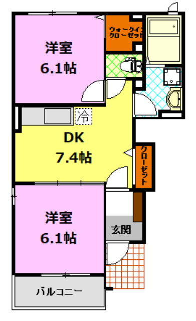 下妻市下妻丙のアパートの間取り