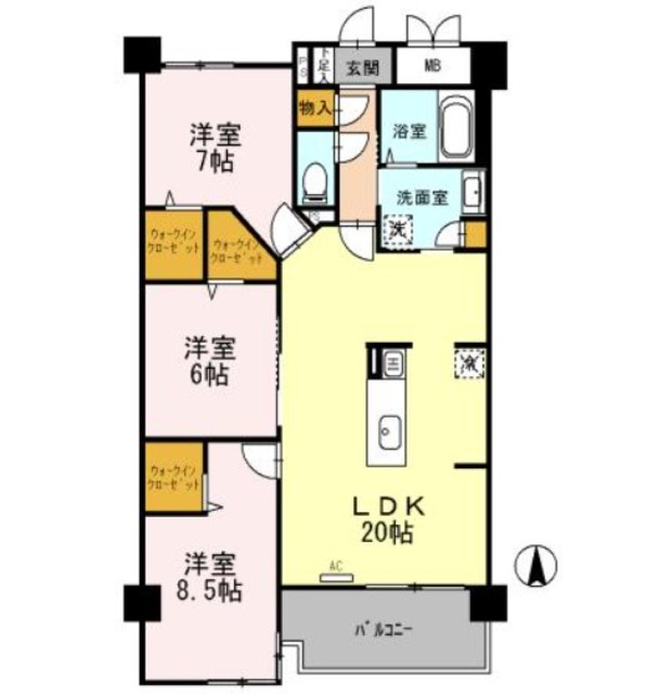 尼崎市上ノ島町のマンションの間取り