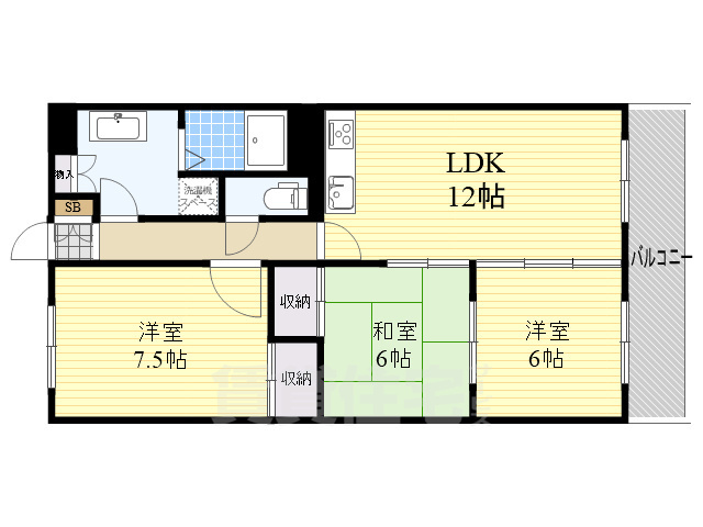 香芝市関屋のマンションの間取り